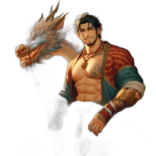 dragon, staff, sword, fantasy art transparent PNG cut-out