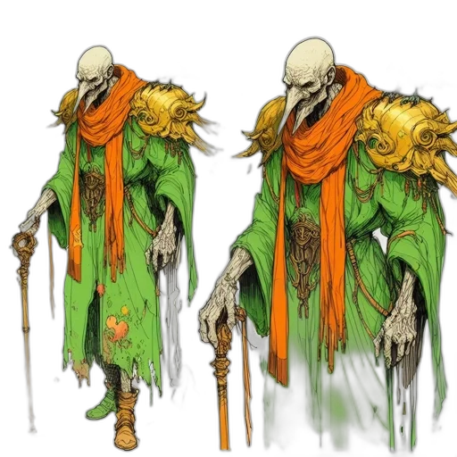 concept art, fantasy art, comic book art, green transparent PNG cut-out