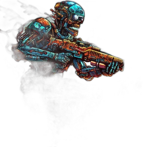 weapon, robot, concept art, pixel art transparent PNG cut-out