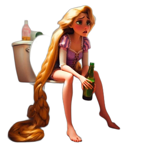 hair, concept art, 3d render, pixel art transparent PNG cut-out