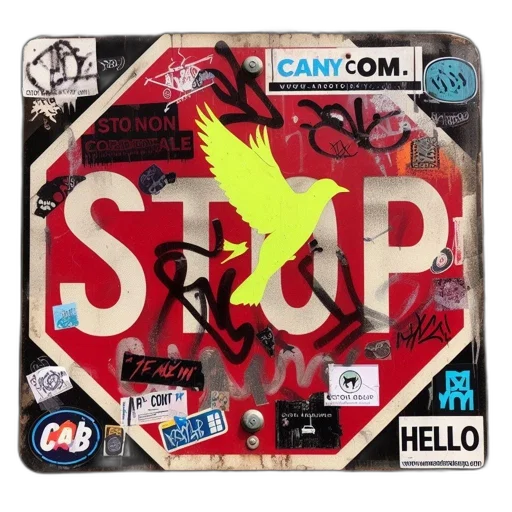stop, sign, adorned, various transparent PNG cut-out