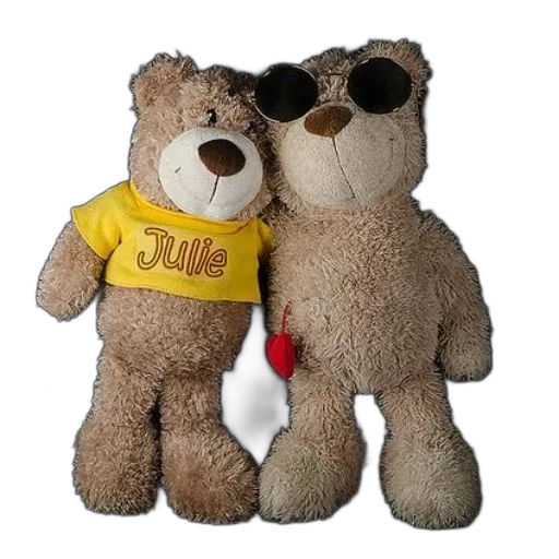 3d render, two, teddy, bears transparent PNG cut-out