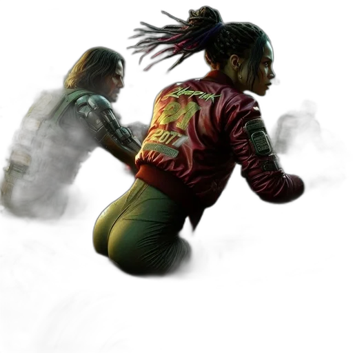 jacket, concept art, cyberpunk, comic book art transparent PNG cut-out