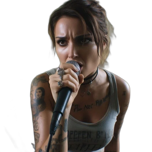 cyberpunk, photorealistic, three, musicians transparent PNG cut-out