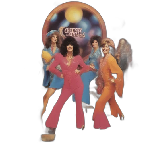 five, women, vibrant, 1970s-style transparent PNG cut-out