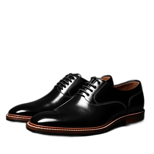 shoes, photorealistic, black, mens transparent PNG cut-out