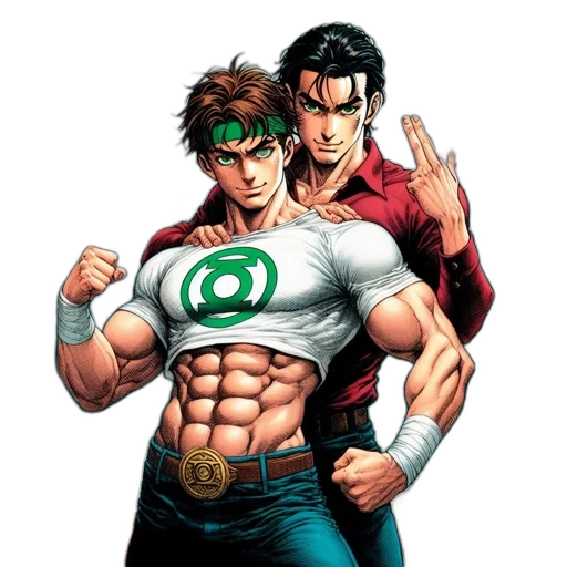 comic book art, concept art, cartoon, two transparent PNG cut-out