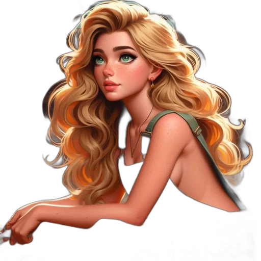 hair, dress, jewelry, fantasy art transparent PNG cut-out