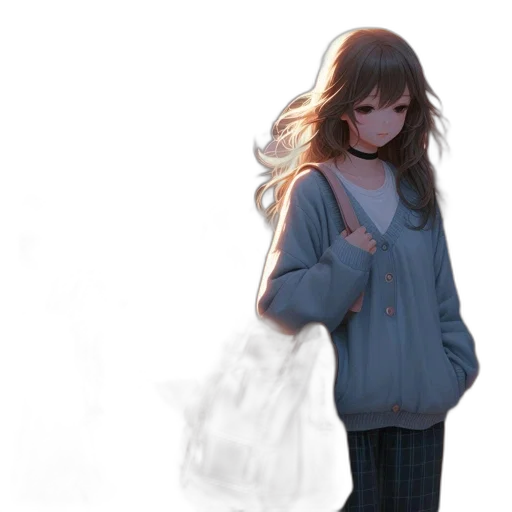 dress, jacket, face, creature transparent PNG cut-out
