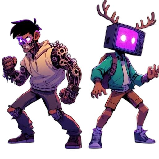 robot, concept art, pixel art, cyberpunk transparent PNG cut-out