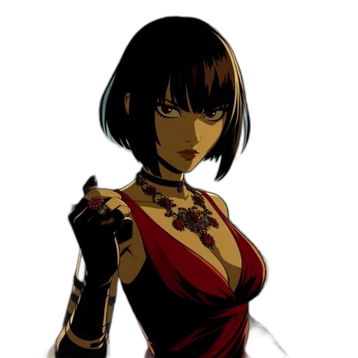 dress, jewelry, staff, comic book art transparent PNG cut-out