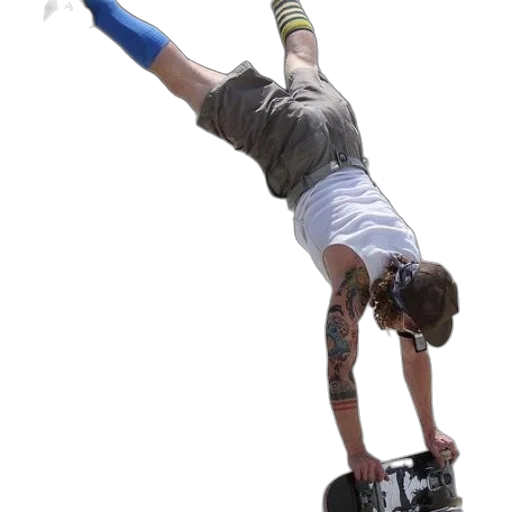staff, photorealistic, tattooed, skateboarder transparent PNG cut-out