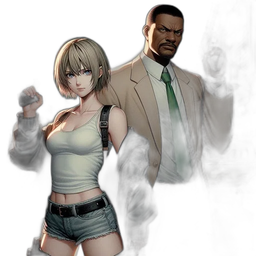 concept art, comic book art, two, individuals transparent PNG cut-out