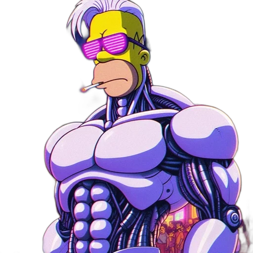 robot, cyberpunk, concept art, vaporwave transparent PNG cut-out