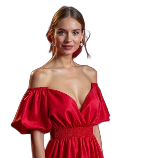 dress, jewelry, photorealistic, red transparent PNG cut-out