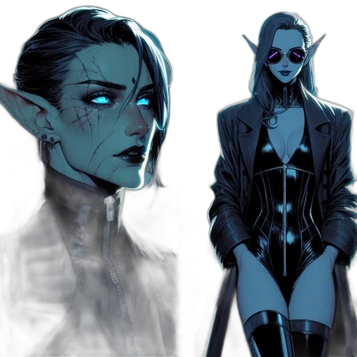 concept art, comic book art, fantasy art, cyberpunk transparent PNG cut-out