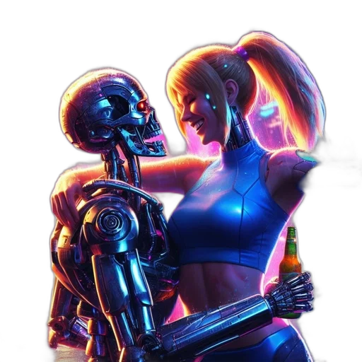 robot, cyberpunk, concept art, comic book art transparent PNG cut-out