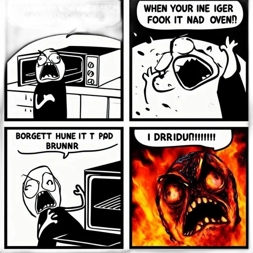 comic book art, fire, 4-panel, comic transparent PNG cut-out