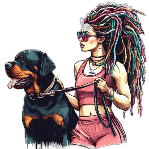 animal, hair, cyberpunk, cartoon transparent PNG cut-out