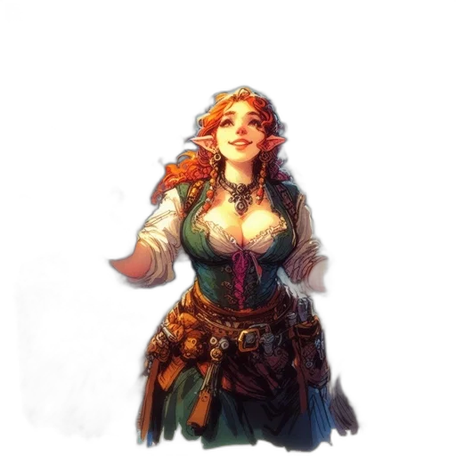 dress, staff, crown, fantasy art transparent PNG cut-out