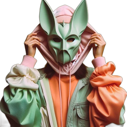 jacket, mask, face, creature transparent PNG cut-out