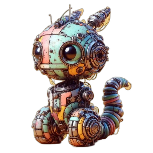 robot, creature, staff, weapon transparent PNG cut-out