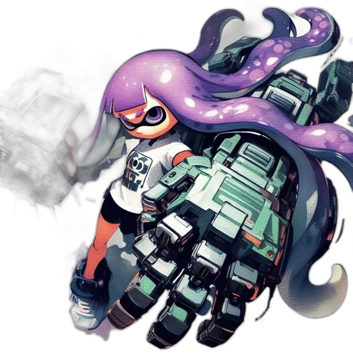 weapon, robot, concept art, vaporwave transparent PNG cut-out