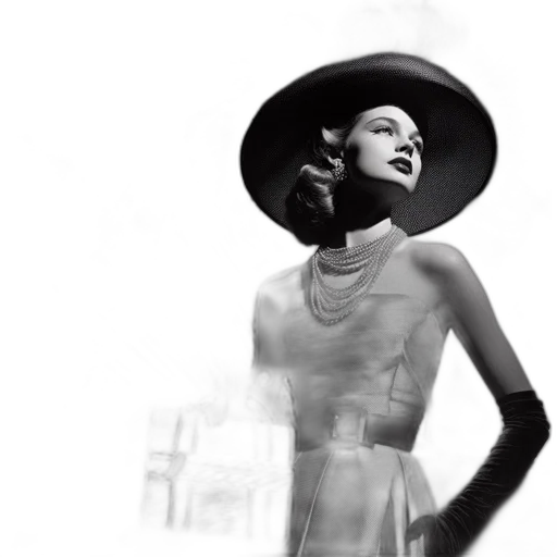 dress, hat, jewelry, photorealistic transparent PNG cut-out