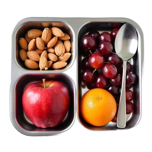 food, silver, lunchbox, spoon transparent PNG cut-out
