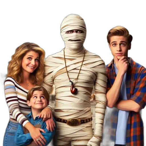 family, four, mother, father transparent PNG cut-out