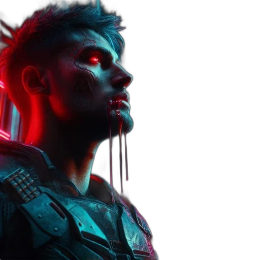 cyberpunk, concept art, comic book art, 3d render transparent PNG cut-out