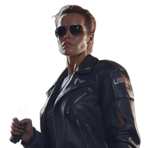 jacket, staff, concept art, cyberpunk transparent PNG cut-out