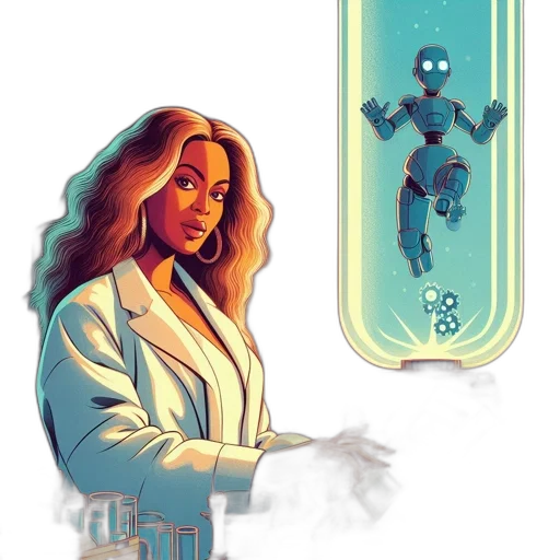 robot, concept art, comic book art, pixel art transparent PNG cut-out