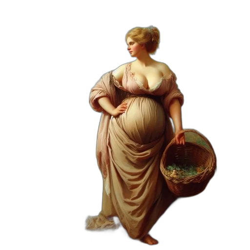 dress, food, oil painting, photorealistic transparent PNG cut-out