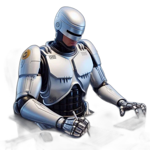 robot, concept art, 3d render, cyberpunk transparent PNG cut-out