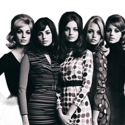 dress, five, women, pose transparent PNG cut-out