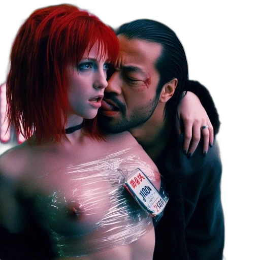 jacket, cyberpunk, neon lights, fire transparent PNG cut-out