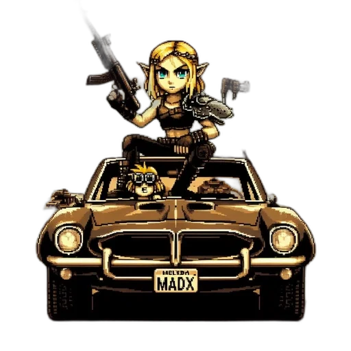 weapon, car, pixel art, concept art transparent PNG cut-out