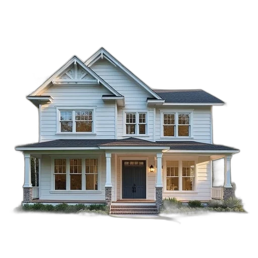 building, 3d render, photorealistic, three transparent PNG cut-out