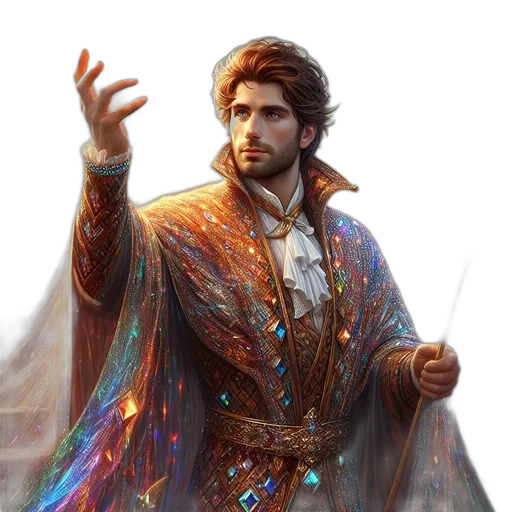 jacket, staff, fantasy art, concept art transparent PNG cut-out