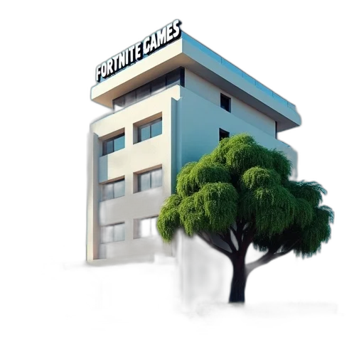 building, tree, 3d render, photorealistic transparent PNG cut-out