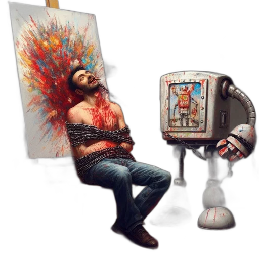 robot, concept art, cyberpunk, pixel art transparent PNG cut-out