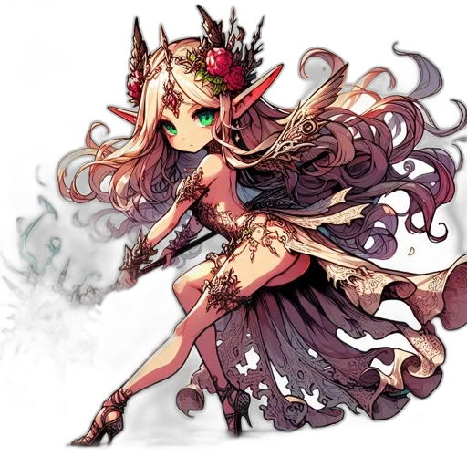 dress, staff, dragon, fantasy art transparent PNG cut-out