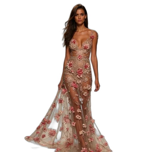 dress, runway, shot, woman transparent PNG cut-out