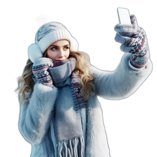 woman, winter, wear, takes transparent PNG cut-out