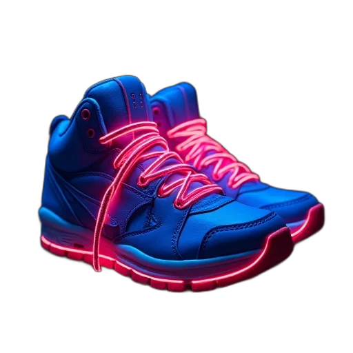shoes, 3d render, vaporwave, neon lights transparent PNG cut-out
