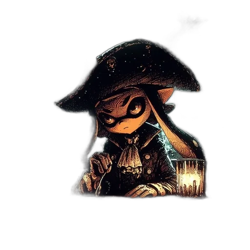 mask, hat, staff, jacket transparent PNG cut-out