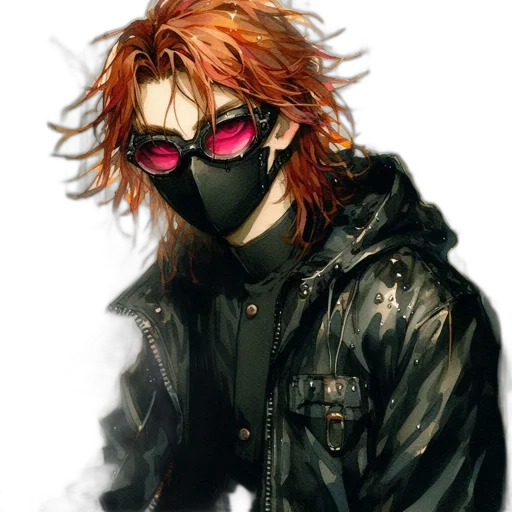 jacket, mask, face, hair transparent PNG cut-out