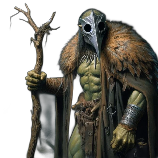 mask, creature, staff, face transparent PNG cut-out