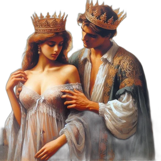 crown, jewelry, dress, oil painting transparent PNG cut-out